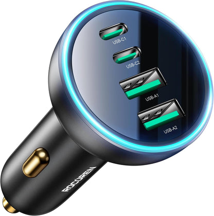 UYUXIO USB C Car Phone Charger Super Fast Charge in Car with LED Voltage Display for iPhone Samsung Huawei Oneplus Android Phone