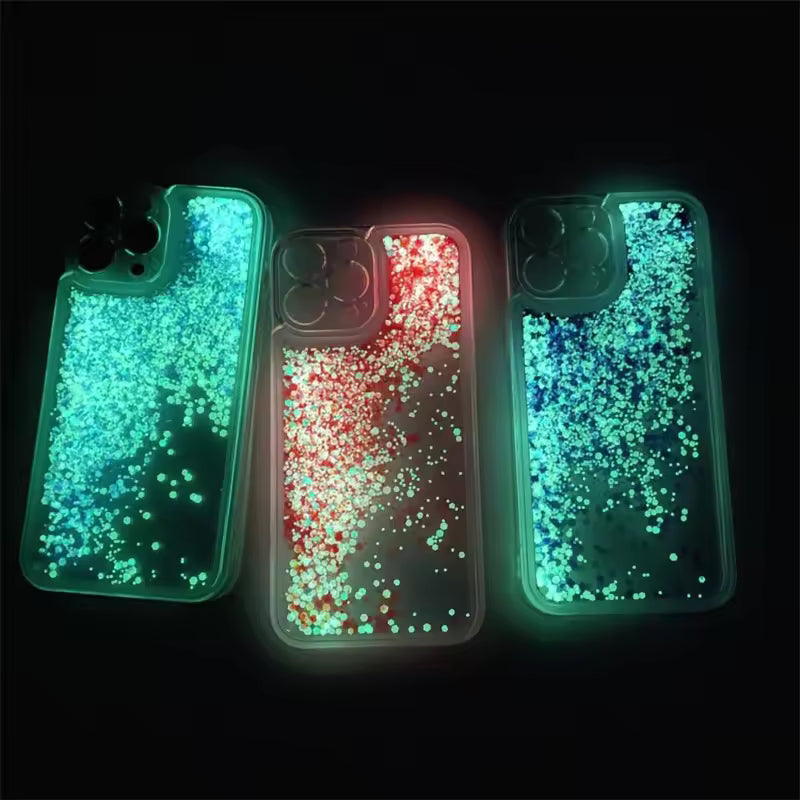 Glow Dark Luminous Liquid Sand Glitter Phone Case for iPhone